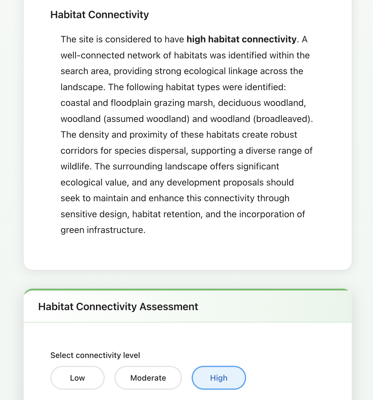 Connectivity assessment with generated paragraph and connectivity level